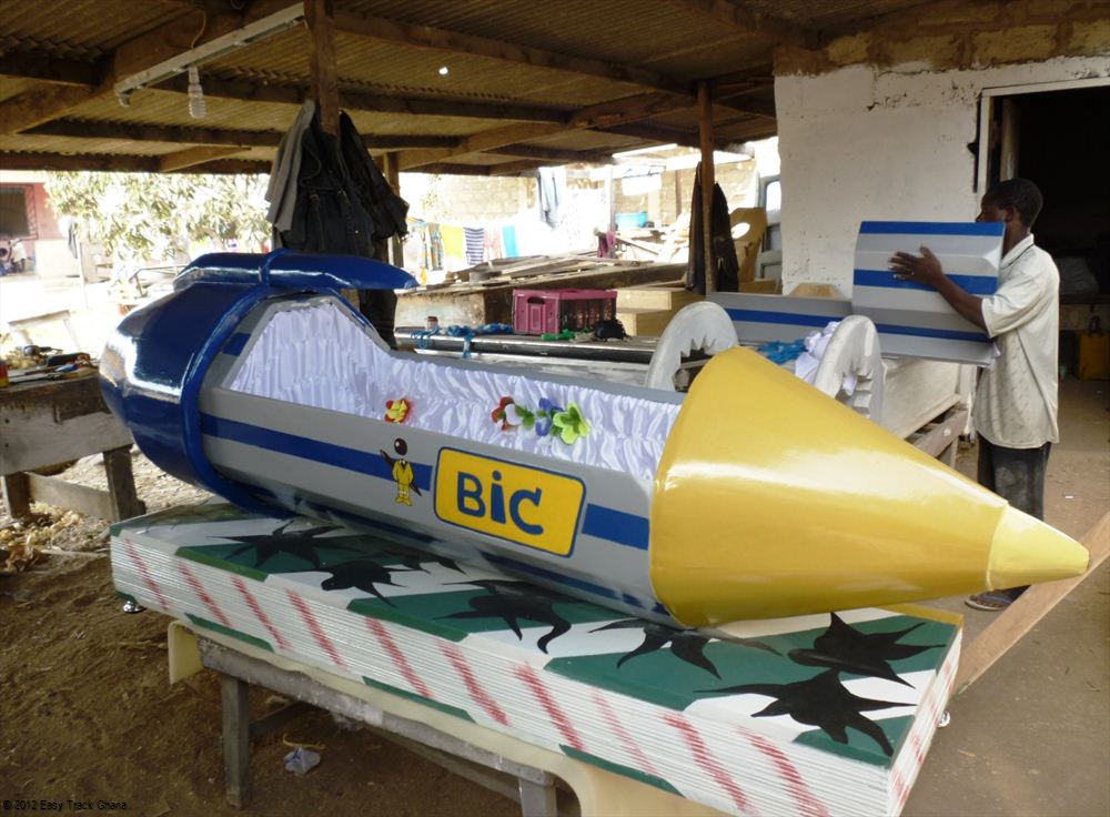 Also from Ghana is this Bic biro coffin.