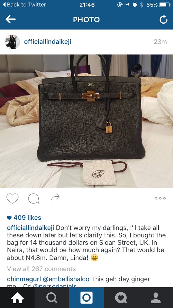 Linda Ikeji buys three Birkin bags worth N30 million